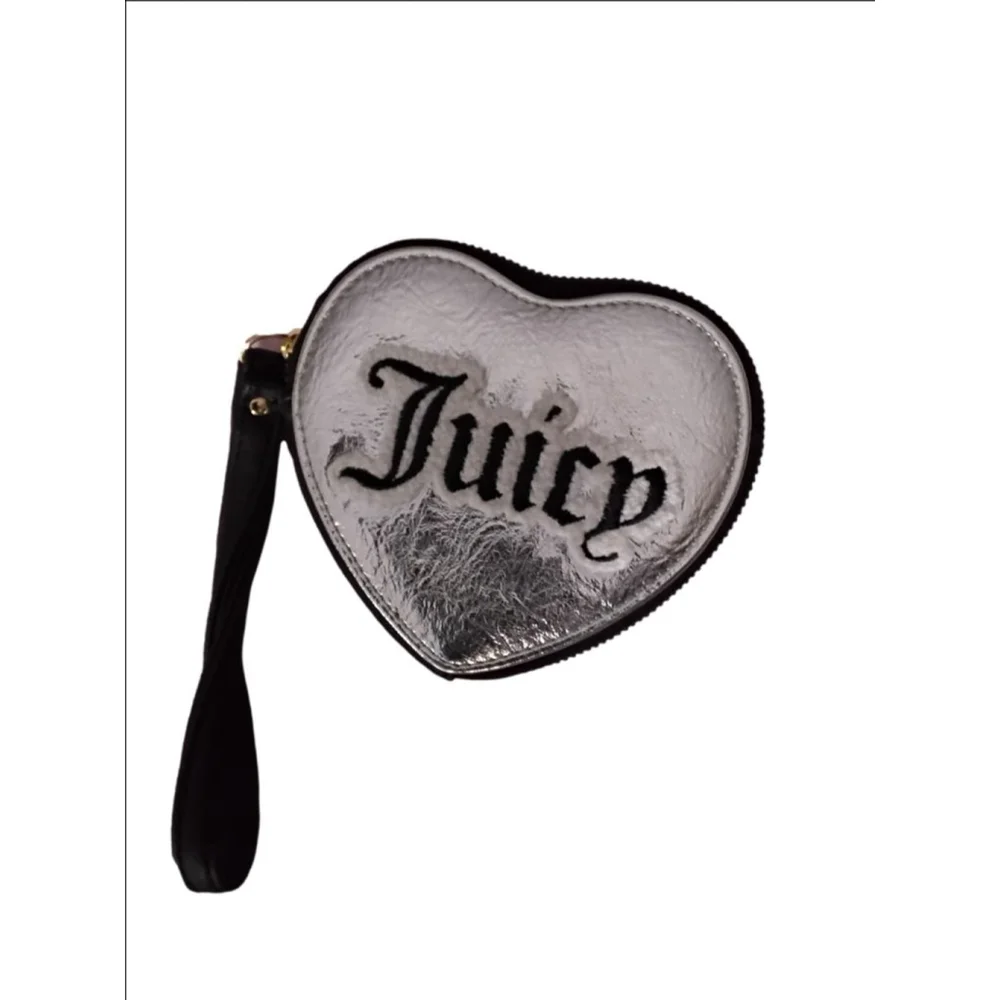 NEW ARRIVAL - Juicy Couture Metallic Heart Wallet with handle - Black and Silver